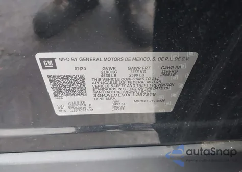 2020 GMC Terrain Slt from USA, damaged, VIN 3GKALVEV0LL257376
